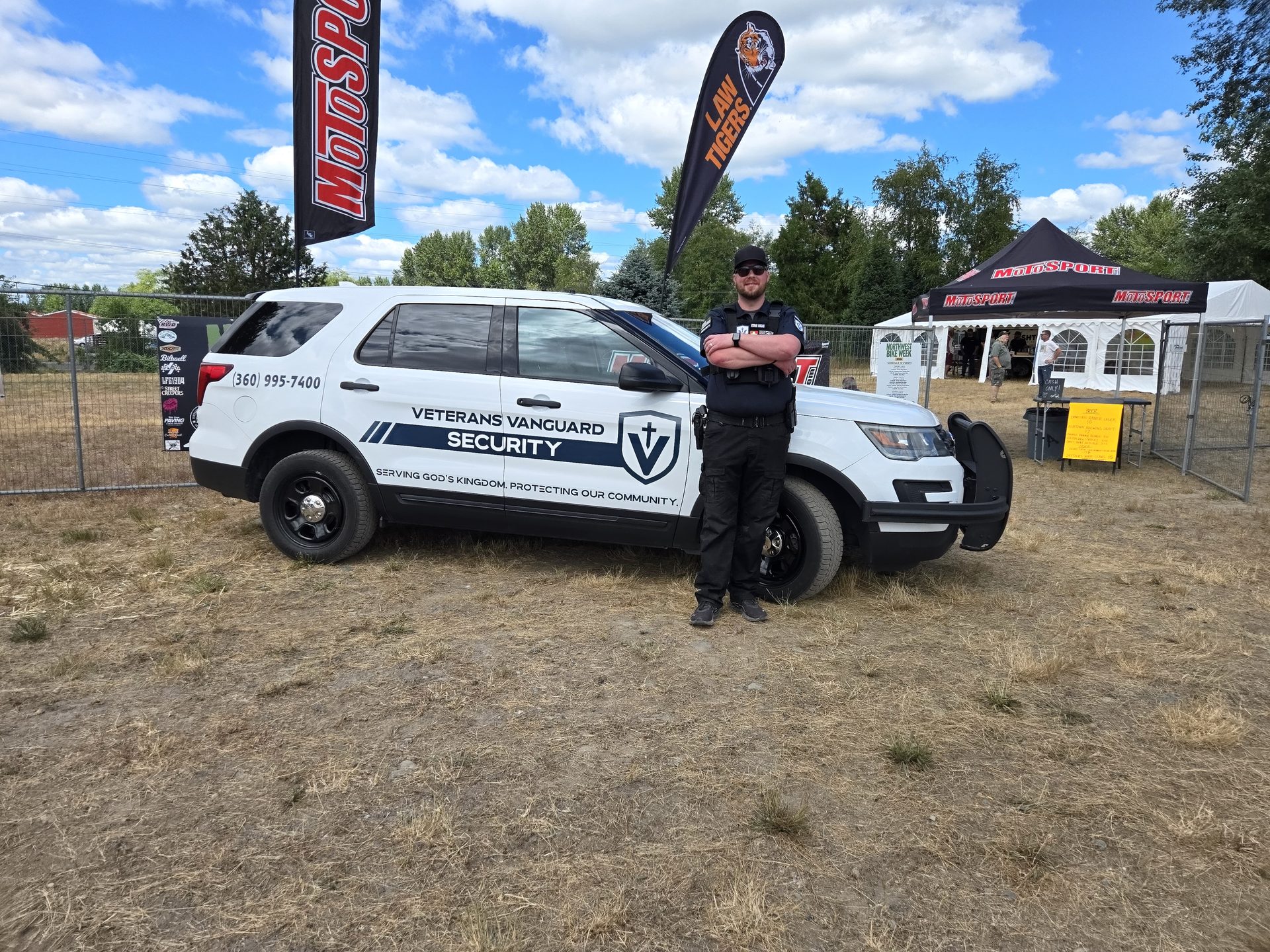 Marked patrol vehicle on site